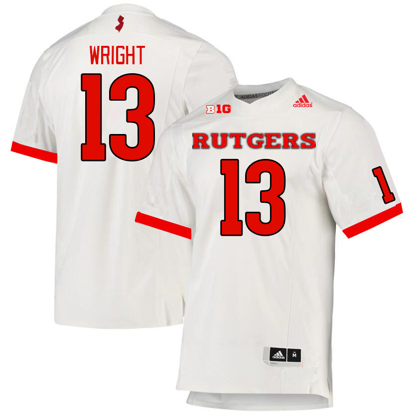 Men #13 Abram Wright Rutgers Scarlet Knights College Football Jerseys Stitched Sale-White - Click Image to Close